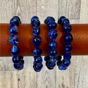 Blue Beaded Bracelets Set of 4 Stack